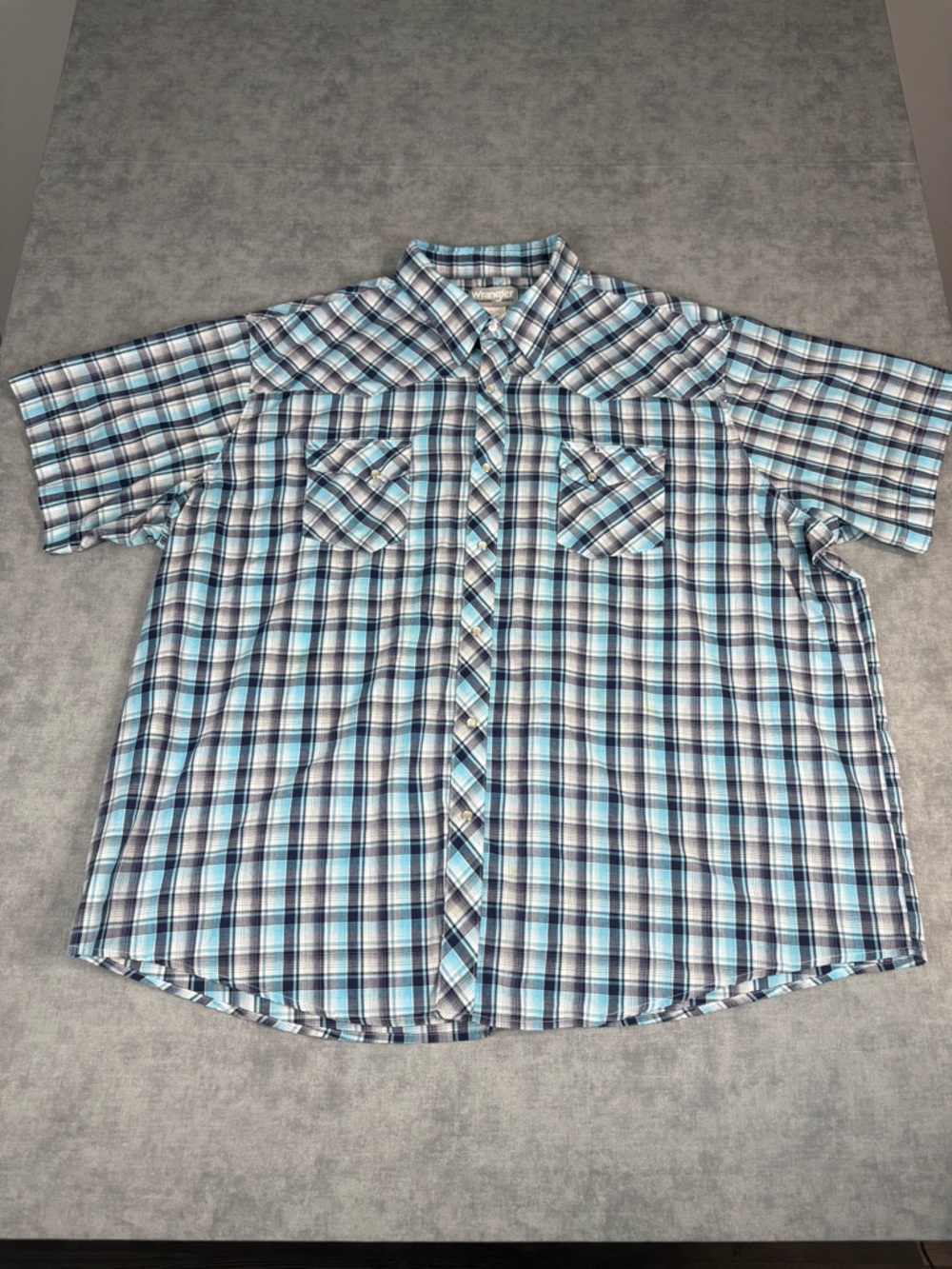 Wrangler Pearl Snap Plaid Shirt Mens 3X Big Short Sleeve Western